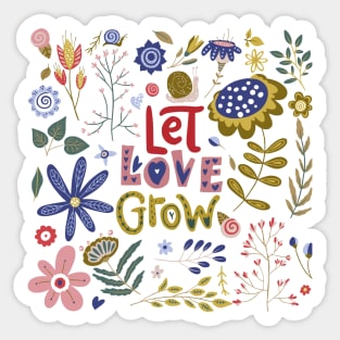 Let love grow flowers pattern Sticker